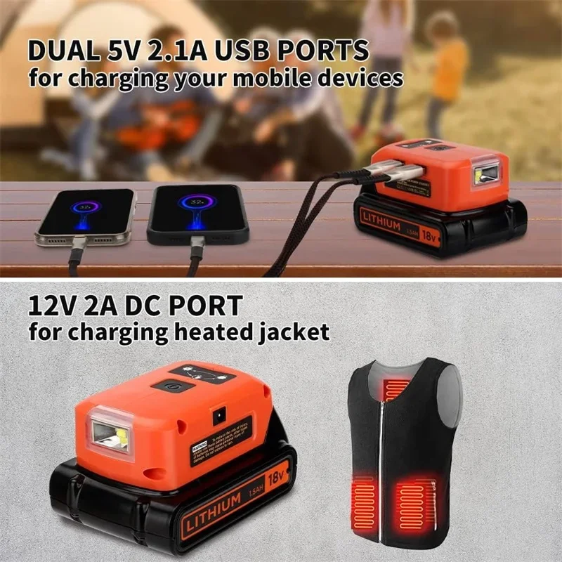 Адаптер аккумулятора для литий-ионной батареи Black & Decker 14 4 В 18 8 в 20 с двойным USB