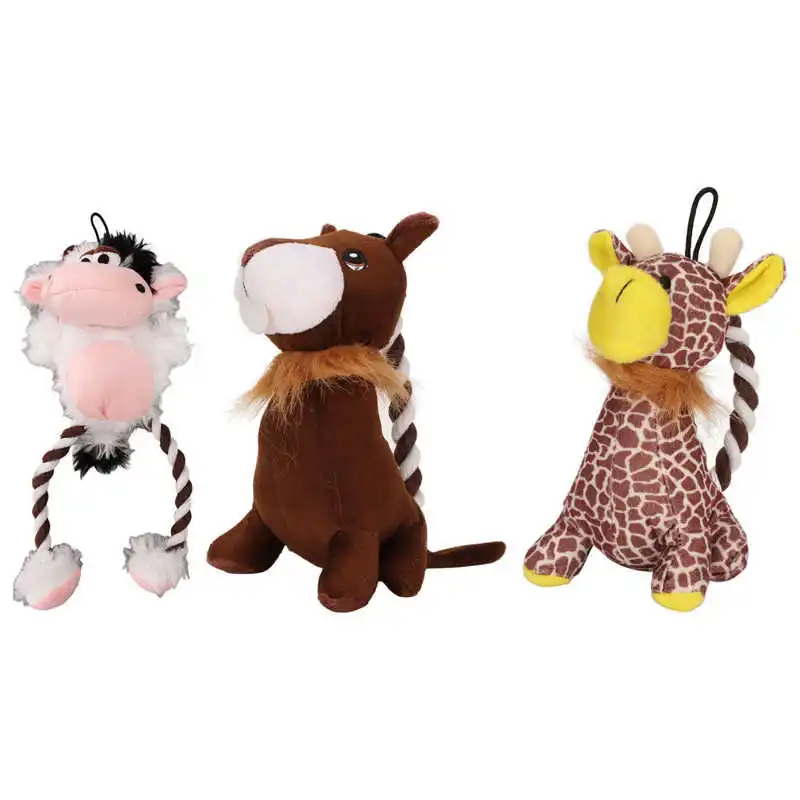 

Plush Dog Toy Teeth Grinding Bite Resistance Soft Cotton Rope Squeaky Dog Toy for Small Medium Large Dogs