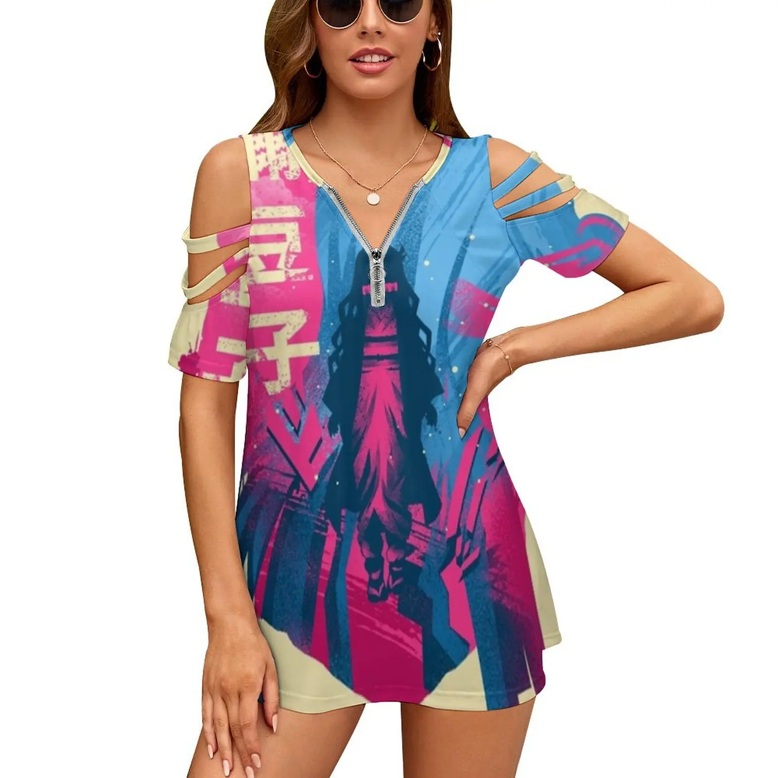 Футболка с оборками и коротким рукавом Demon Beauty-Mizuko женские летние футболки