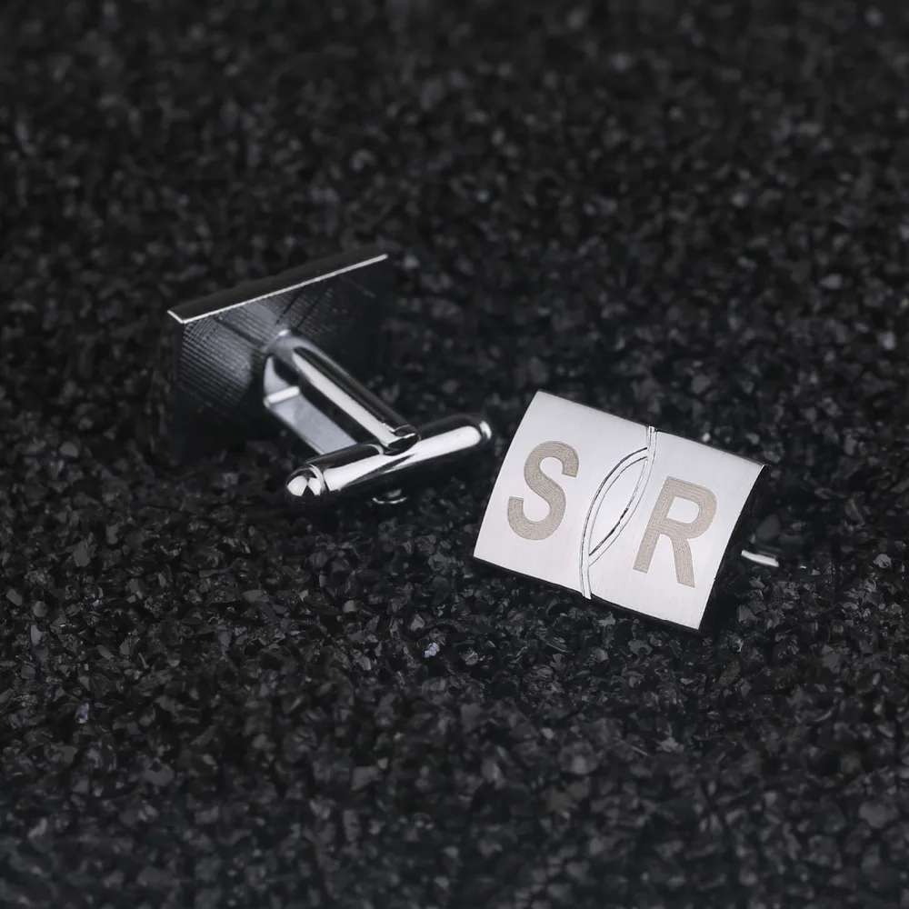 

Customized Engraved Name Classic Square Hyperbola Cuff Link Men's Jewelry Personalized Cufflinks Men Wedding Business Arm Cuffs