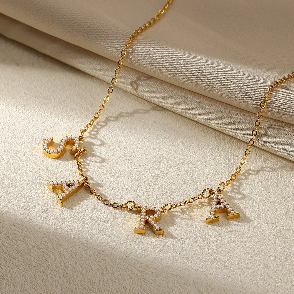 Ожерелье с буквами и искусственным жемчугом на заказ для женщин цепочка из