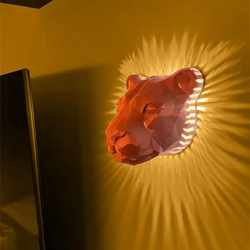 

3D Animal Wall Lamp Owl Vulture Lion Resin Animal Model Wall Lights Night Light For Study Room Living Room Bedroom Home Decor