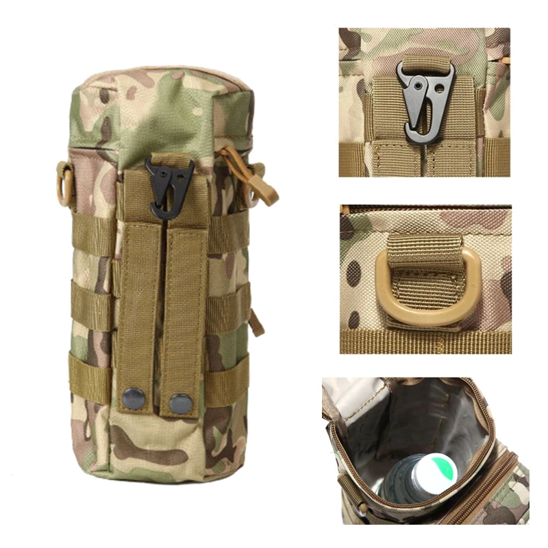 

Tactical Kettle Bag Outdoor Sports Portable Camo Water Bottle Pocket Hunting Camping Hiking Travel Military Backpack Molle
