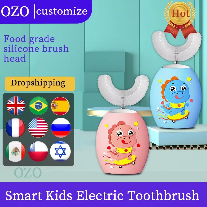 

Умная Детская электрическая зубная щетка Xiomi на 360 градусов звуковая зубная щетка с мультяшным рисунком детская зубная щетка для детей пода...