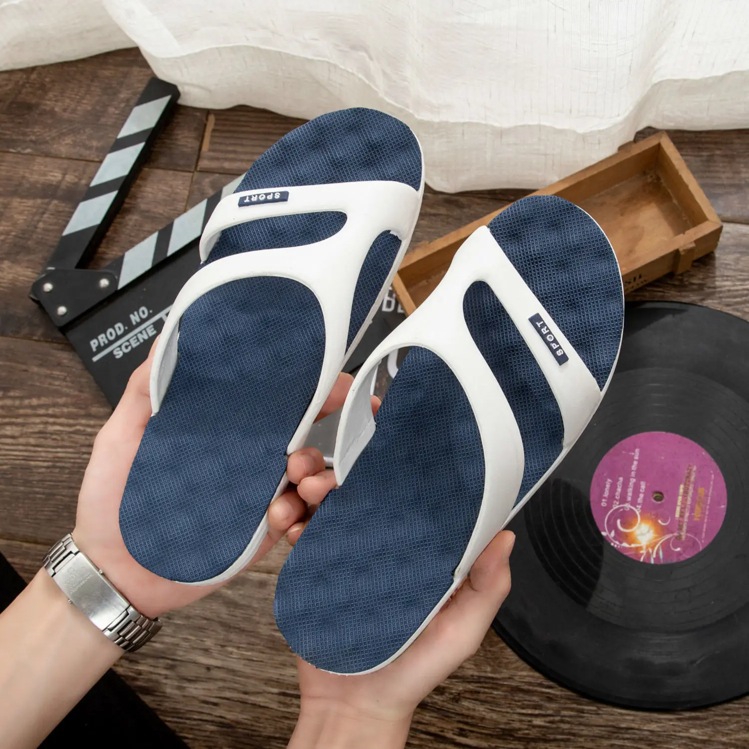 

Мужские Пляжные шлепанцы, брендовые, дышащие, повседневные, летние тапочки для улицы