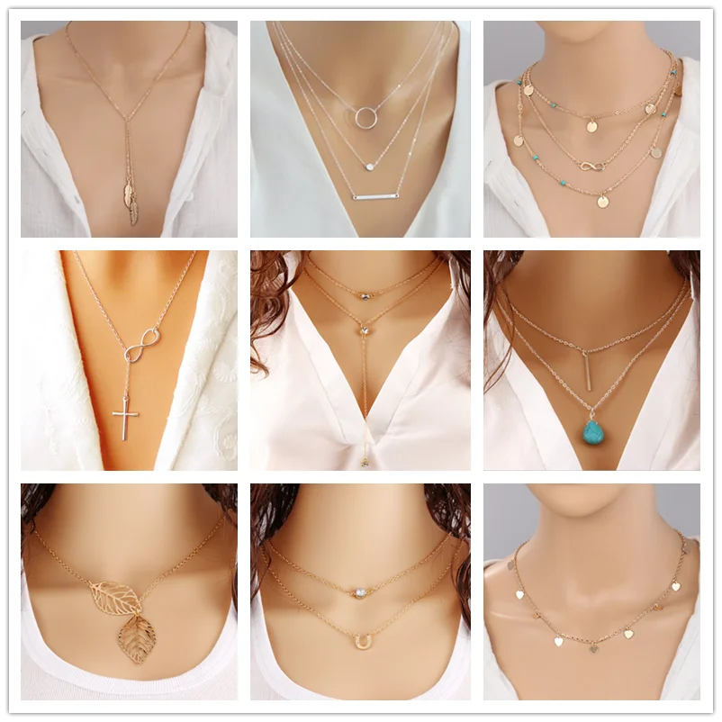 

Simple Style Bohemian Beads Leaf Hearts Tree Simulated Pearl Necklaces & Pendants for Women Clavicle Chain Jewelry Gifts