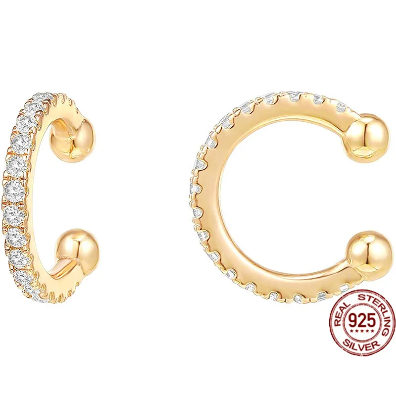 

Silver Simple Full Drill Clip Earrings Cshaped Semicircular Earrings Pierced Earbone Rings Women Accessories