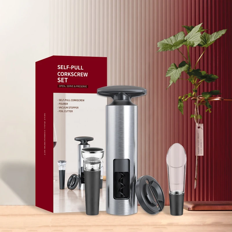 

Wine Bottle Opener Set Manual Wing Corkscrews with Foil Cutter Vacuum Stopper and Wine Aerator Pourer for Home Kitchen Party Bar