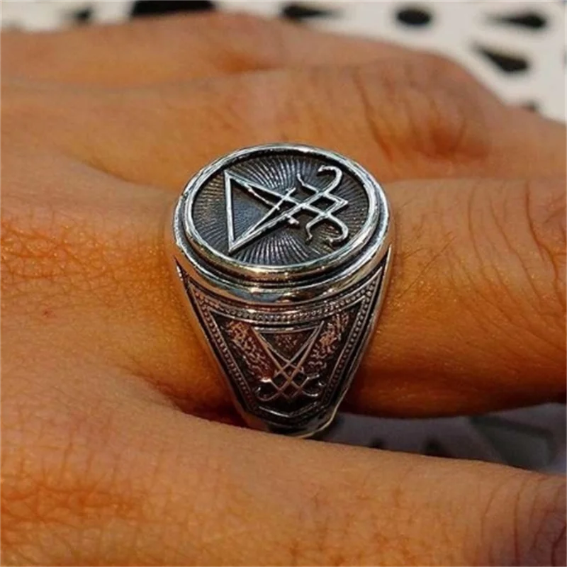 Новое Ретро модное кольцо-вывеска герметичное кольцо сатана байкера готическое