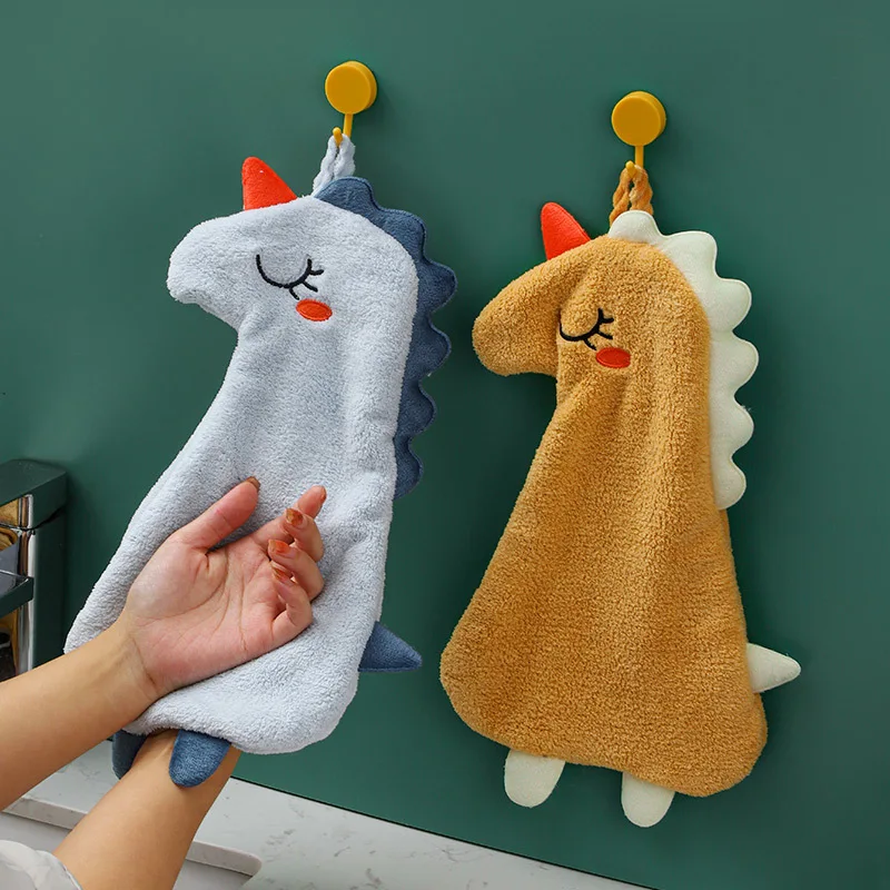 

Cartoon Double-layer Hand Towel Thickened Coral Velvet Absorbent Quick Dry Skin-friendly Handkerchief Kitchen Bathroom Towels