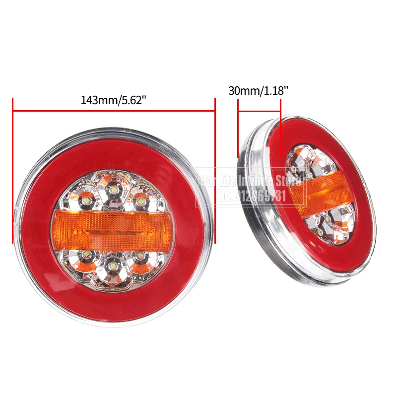 2Pcs Round LED Truck Tail Light 12V 24V Dynamic Running Turn Signal Rear Lamp Trailer Brake Lights Pickup Car Tractor Taillights |