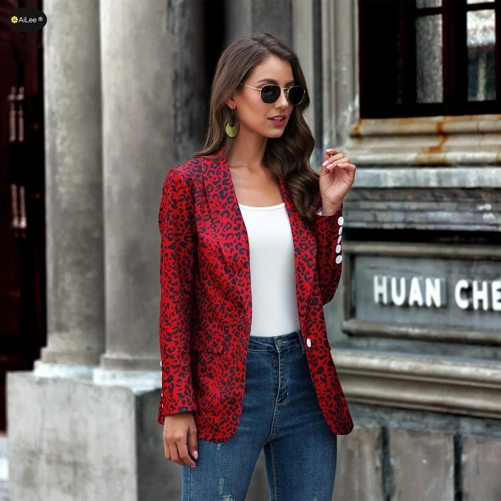 Fashion Autumn Women Leopard Print Blazer Jackets Work Office Lady Suit Slim Chic Business Female Blazer Coat Talever Streetwear