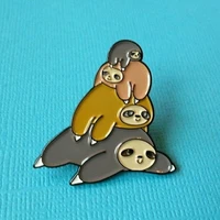 sleeping sloth sleep lovers brooch metal badge lapel pin jacket jeans fashion jewelry accessories gift