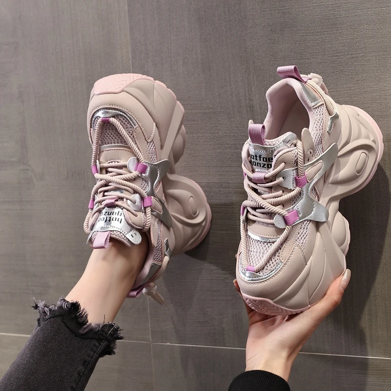 Женские кроссовки на толстой подошве AUTUSPIN удобная сетчатая обувь из натуральной