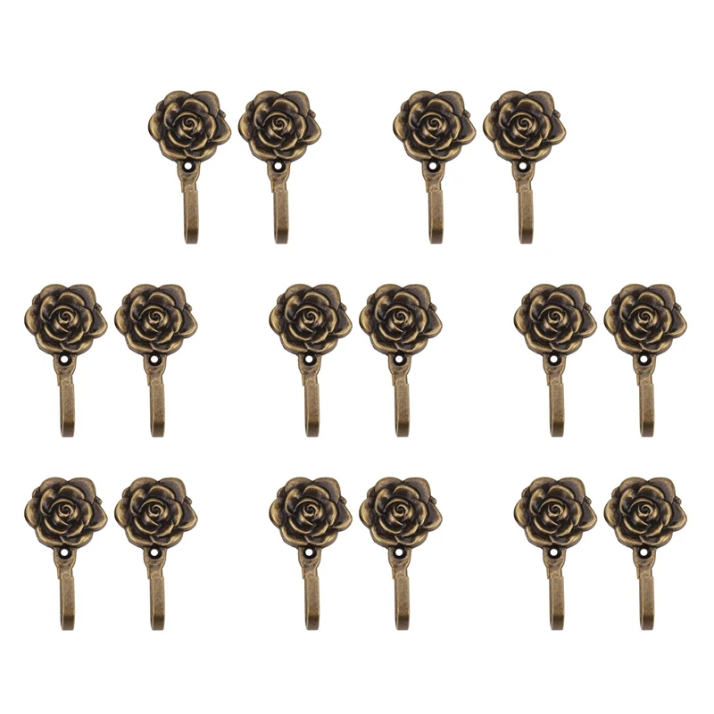 16Pcs Metal Rose Flower Curtain Tie Back Tieback Holders Wall Hooks Decor