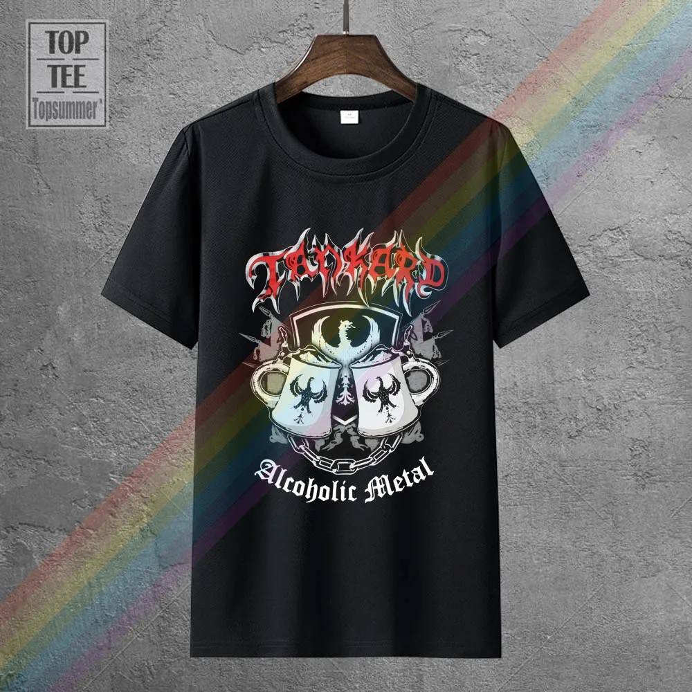 Черная металлическая футболка Tankard с спиртовой текстурой