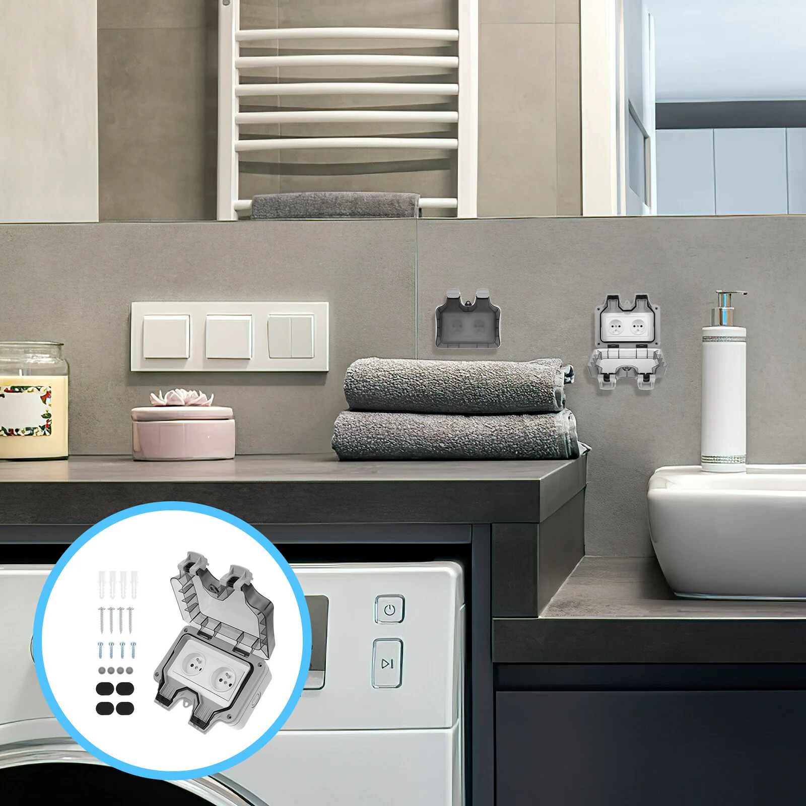 

Waterproof Socket Protector Box Dual-slots Cover Covers Case Abs