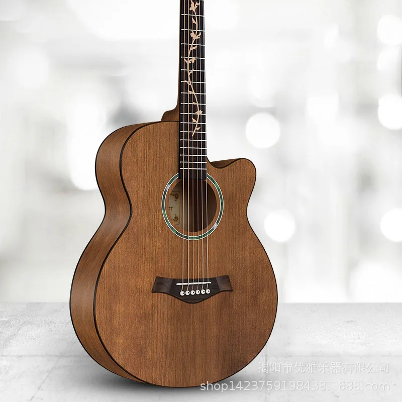 

Профессиональная акустическая гитара 40 дюймов, Классический шпон, для путешествий, фолк, пустотелая