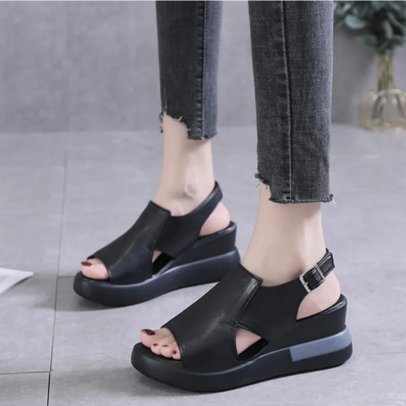 New Women Sandals Summer Size 35-42 Women Shoes Casual Wedges Platform Female Outdoor Soft Buckle Peep Toe Ladies Shoes