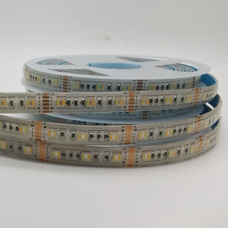 12MM PCB RGB CCT LED Strip 5050 DC12V Flexible Light RGB+White+Warm White 5 color in 1 LED Chip 60 LED/m 5m/lot waterproof