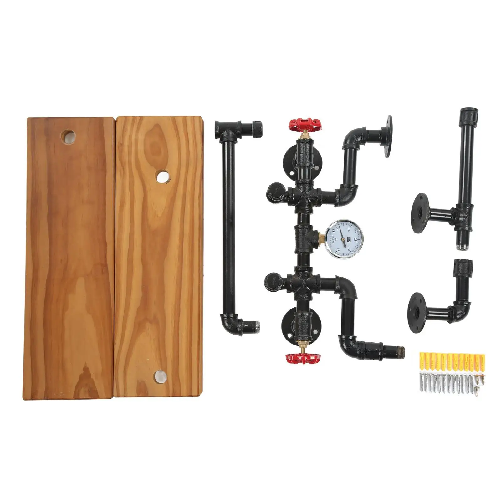 Промышленные настенные полки — двухуровневый открытый дизайн с ковким чугуном