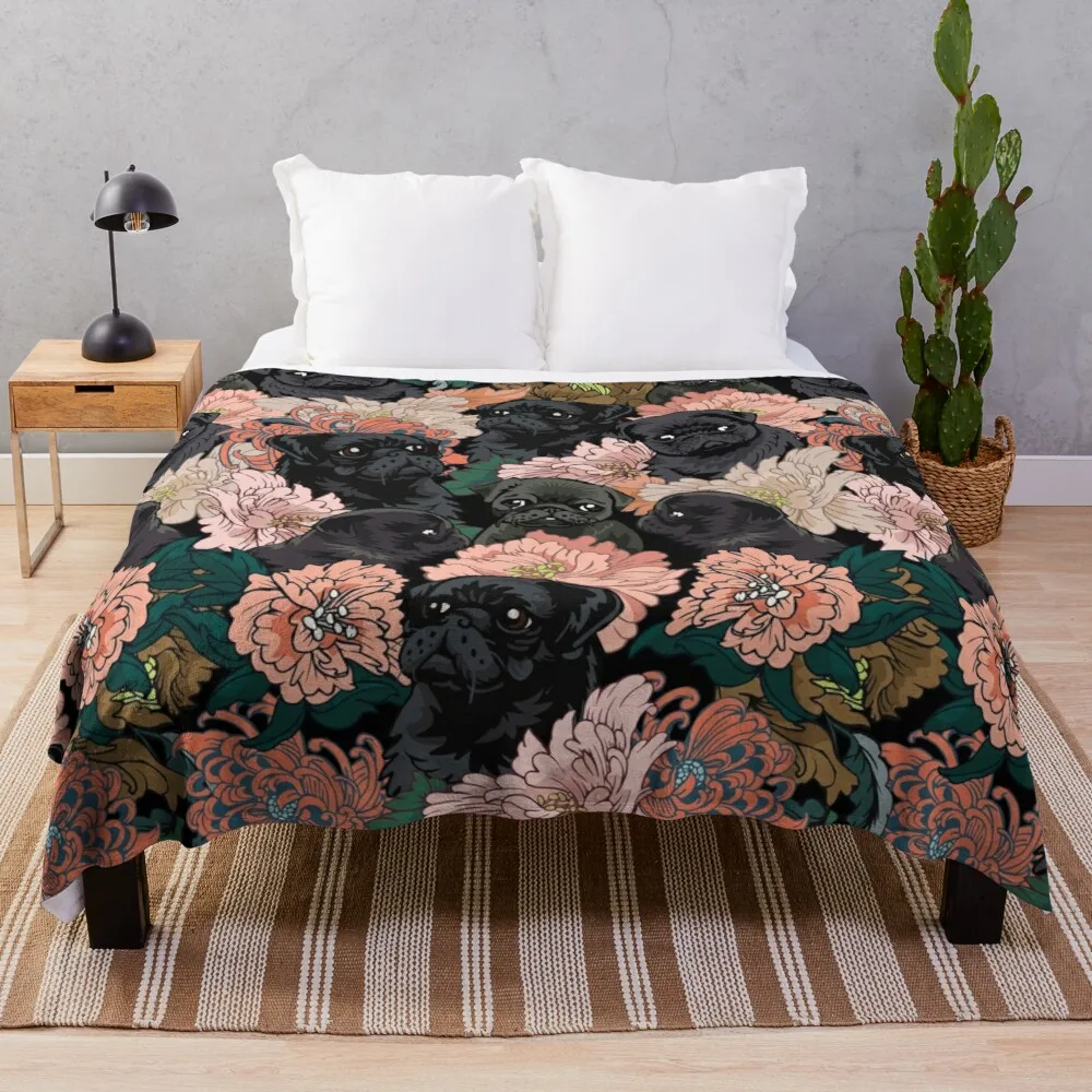 

Because Black Pug Throw Blanket Personalized gift designer blankets