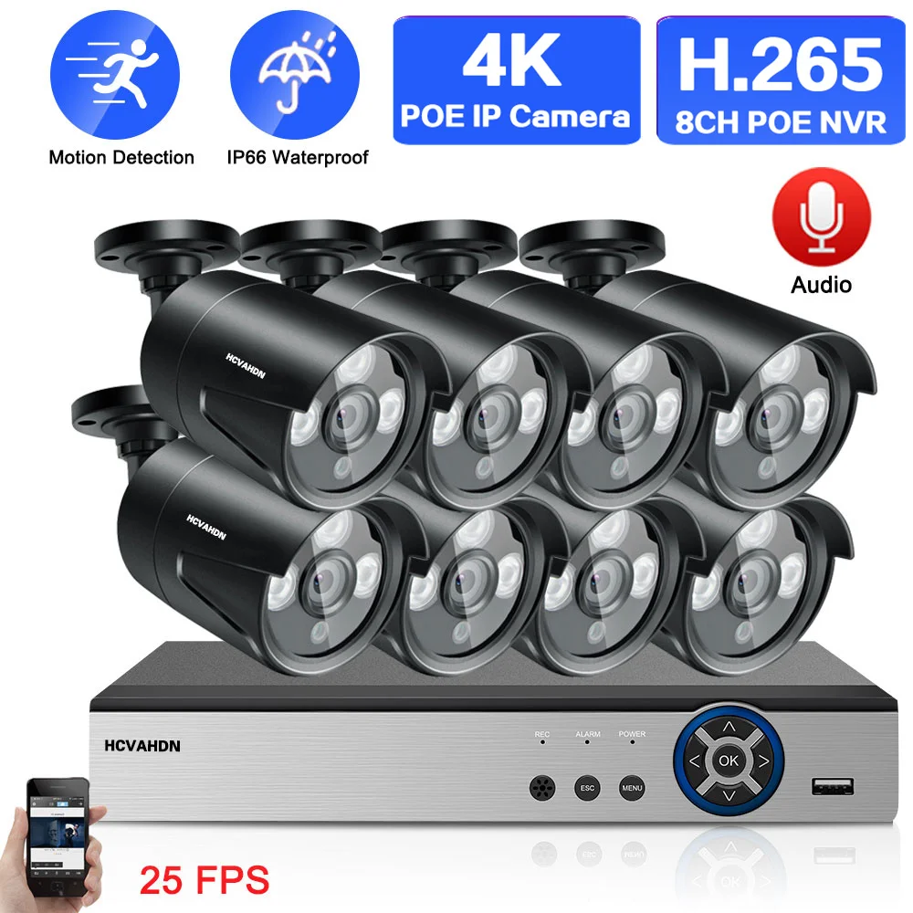 

Система видеонаблюдения 4K, 8 Мп, H.265, 8 каналов, POE, NVR