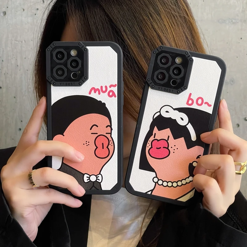 Забавный Милый мультяшный пара сексуальных губ Корейский мягкий чехол для