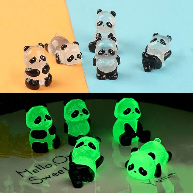 

Glowing Panda Mini Figurines Miniature Panda Micro Landscape Ornament Glowing in Dark Miniature Flower Potted Decor
