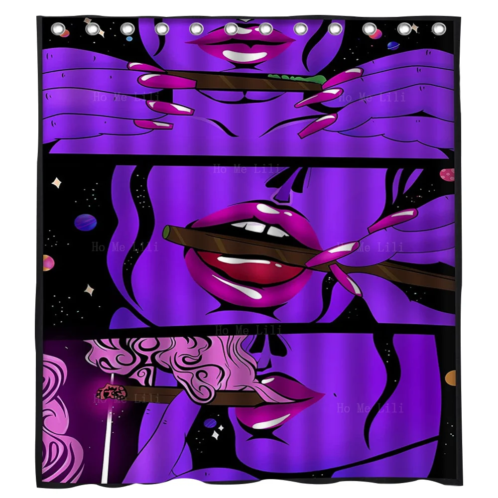 

Hippie Cool Girl Psychedelic Smoke Personality Lips Smoking A Cigarette Shower Curtain By Ho Me Lili For Bathroom Decor
