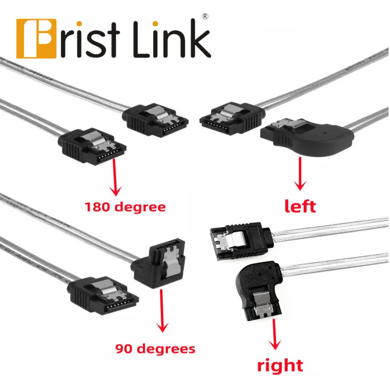 Кабель SATA с 7-контактным разъемом «Мама» и «мама» под прямым углом, с креплением на 180-90 градусов