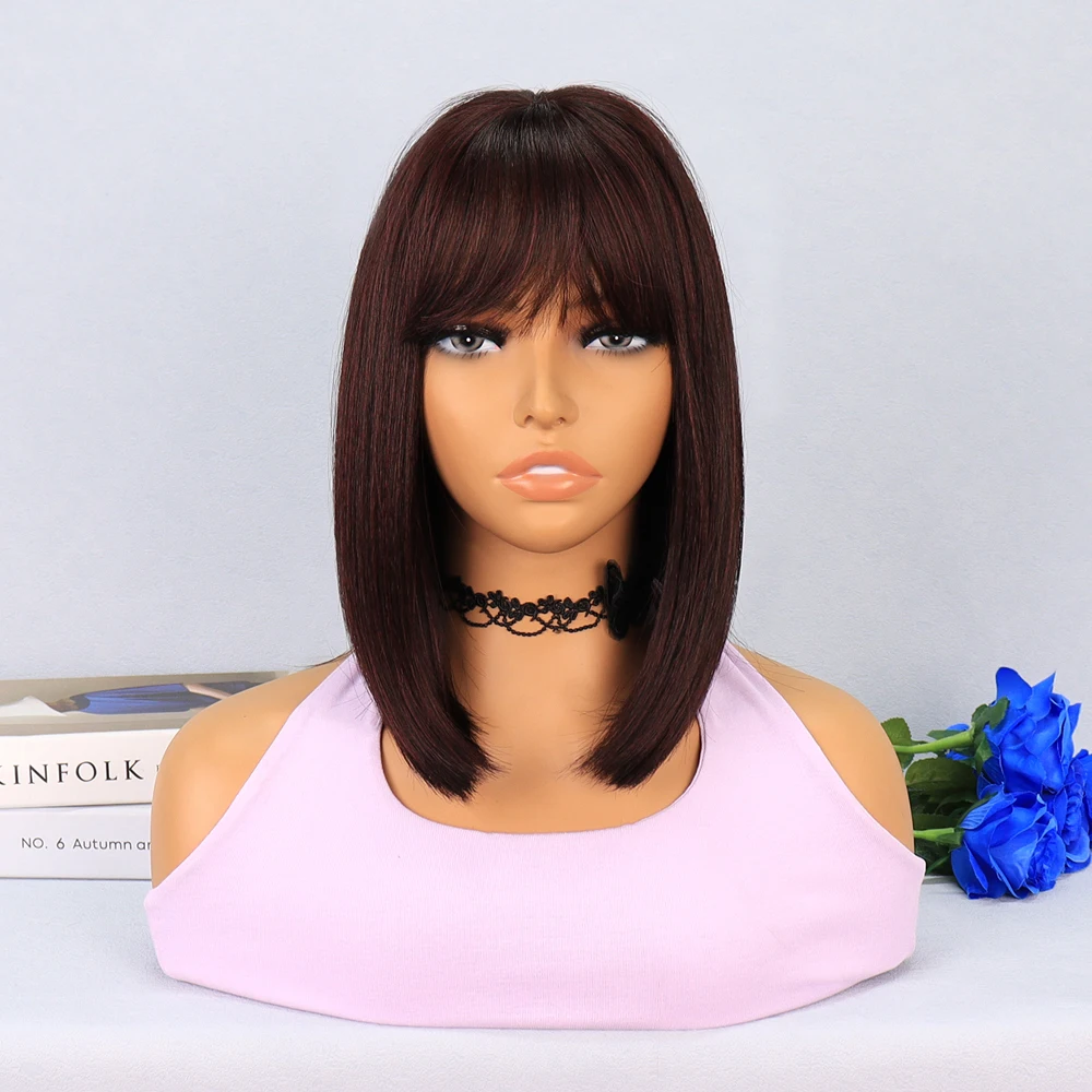 Высокое качество Боб Прямой парик Черный модный синтетический Косплей