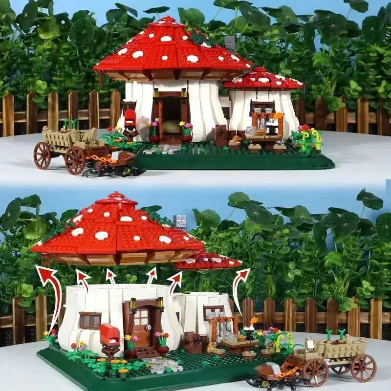 

Street View Chinoiserie Architectural Model Mushroom House Assembled Toys Festival Gift China-Chic, Boys and Girls Festival Gift