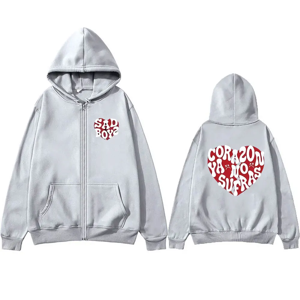 Singer Junior H No Sufras Zipper Hoodie Sad Boyz Zip Up Hoodies Spring Autumn Men Women Fashion Oversized Jacket Coat