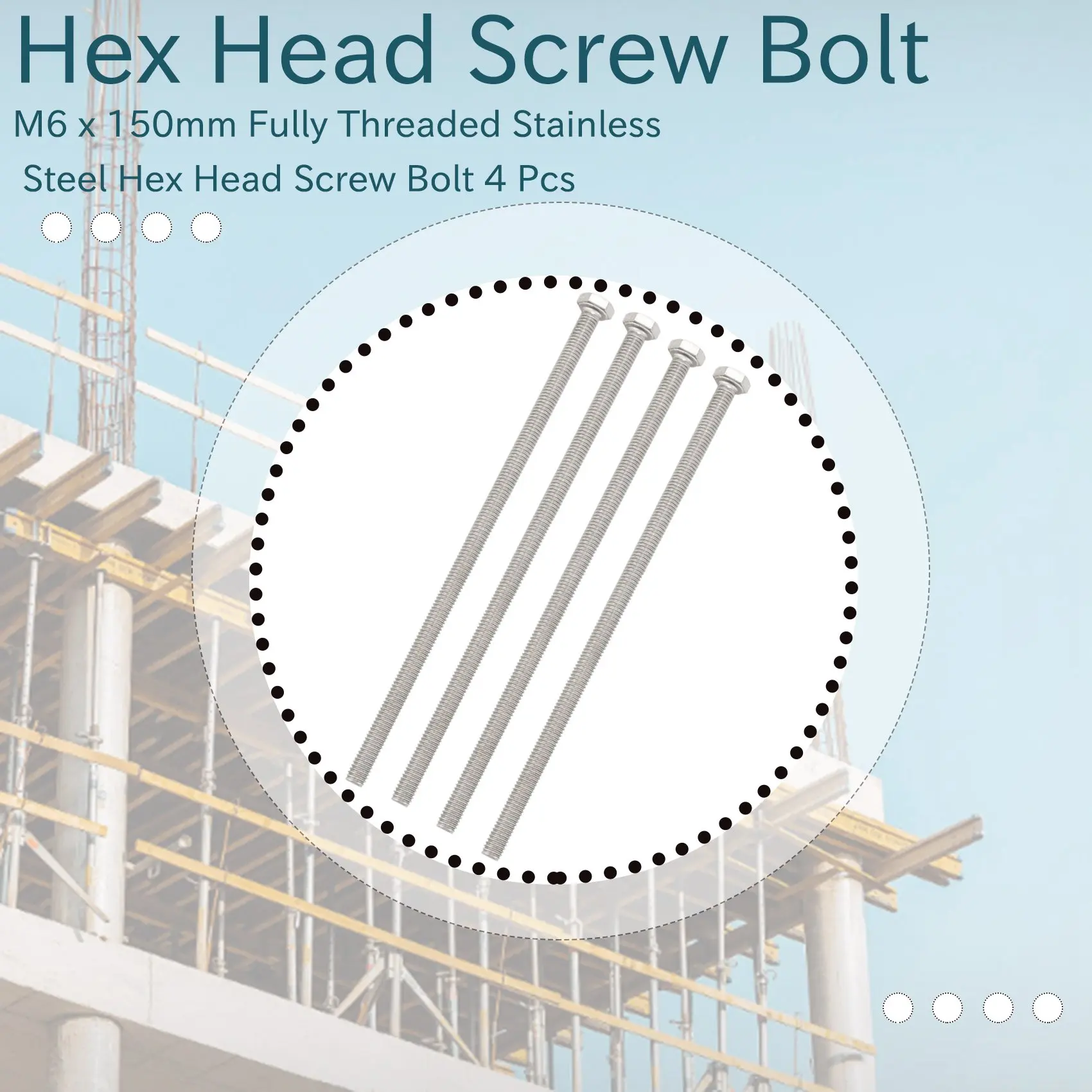 Болт с шестигранной головкой из нержавеющей стали M6 x 150 мм 4 шт.