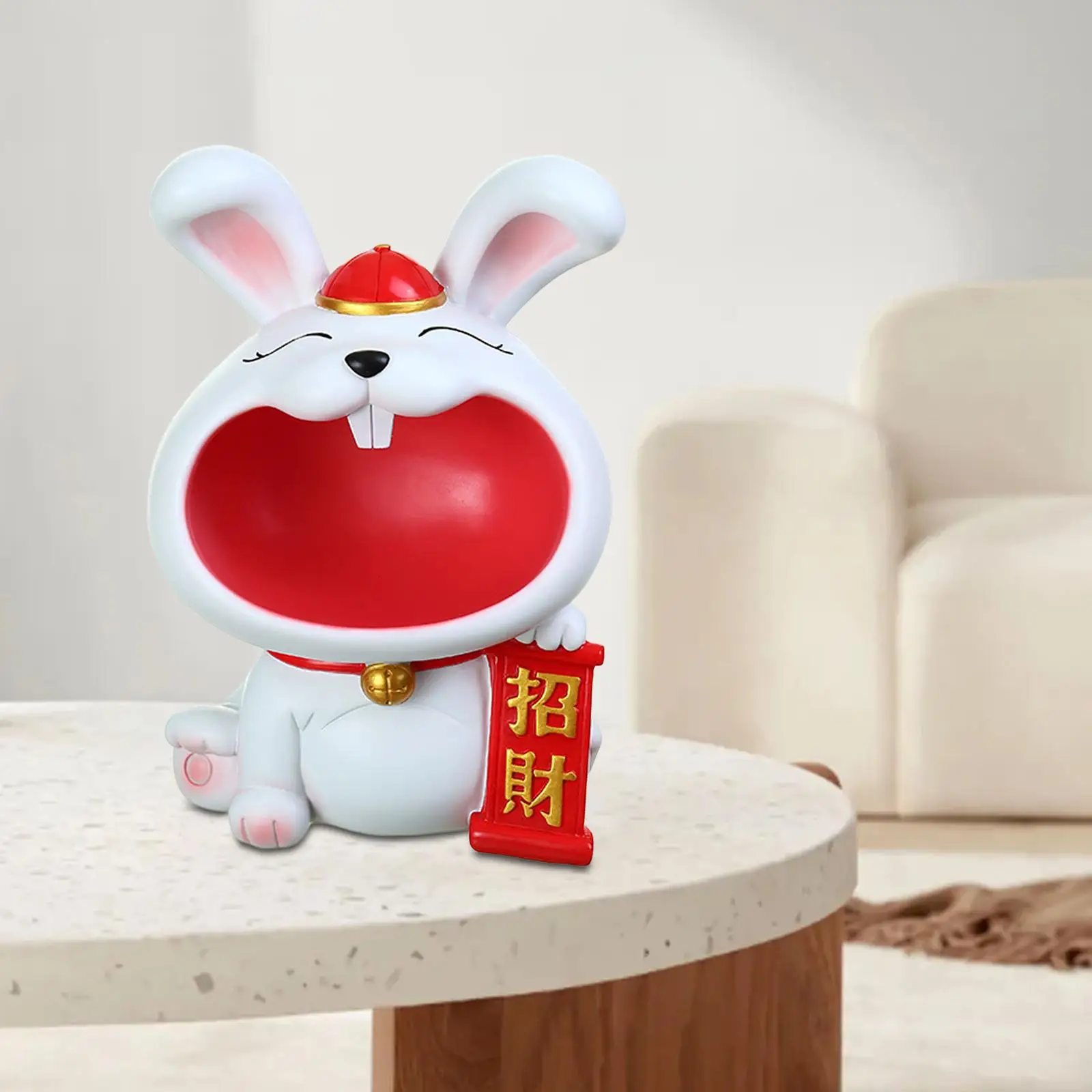 

Rabbit Statue Storage Bowl Resin Bunny Figurine for Bedroom Tabletop Decor