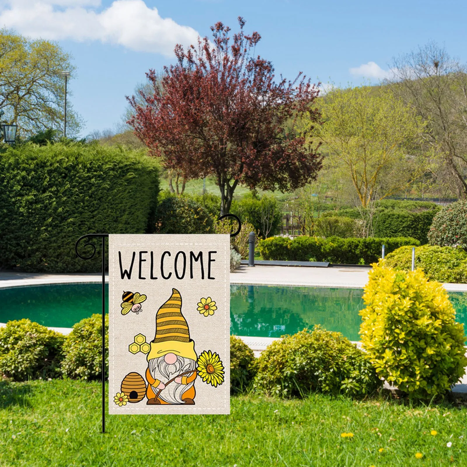

Welcome Bee Festival Courtyard Personalized Decoration Garden Flag Canvas Flag