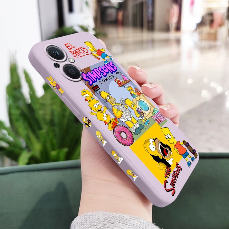 

Disney Carton The Simpsons Phone Case For OPPO Find X5 X3 X2 Lite Pro Neo A5 A53 A94 4G 5G Liquid Left Rope Soft Cover