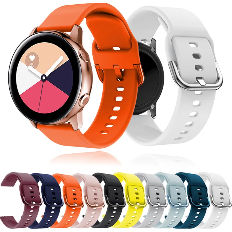 20mm 22mm Silicone Band for Samsung Galaxy Watch Active 2 Watch 3 45mm 42mm Gear S2 Watchband Bracelet Strap for Amazfit GTS 2e