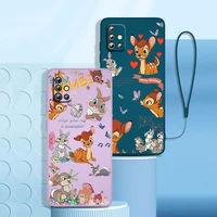 disney fawn bambi cute phone case for samsung a73 a71 a53 a51 a23 a21s a52 a32 a22 a13 a12 a50 a30 a20 a03s liquid rope