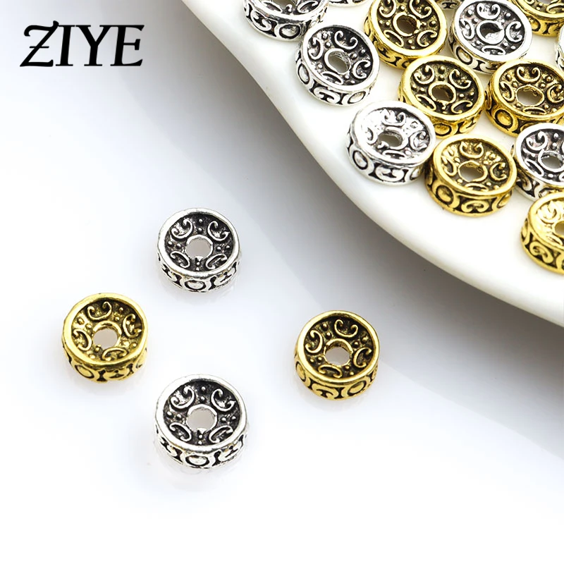 

20pcs Antique Silver Plated Retro Totem Round Spacer Beads Loose Beads for Jewelry Making Bracelet Accessories DIY Handmade Gift