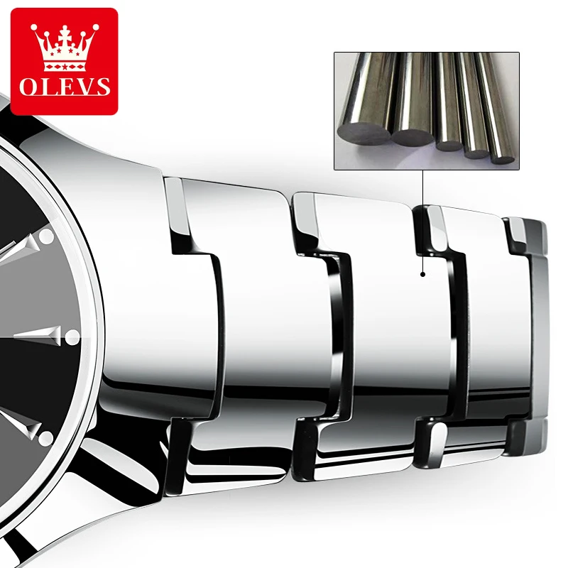 OLEVS Lovers Watch Quartz Tungsten Steel Fashion Brand Luminous Men Women Waterproof Watches Week Date Business Clock WristWatch