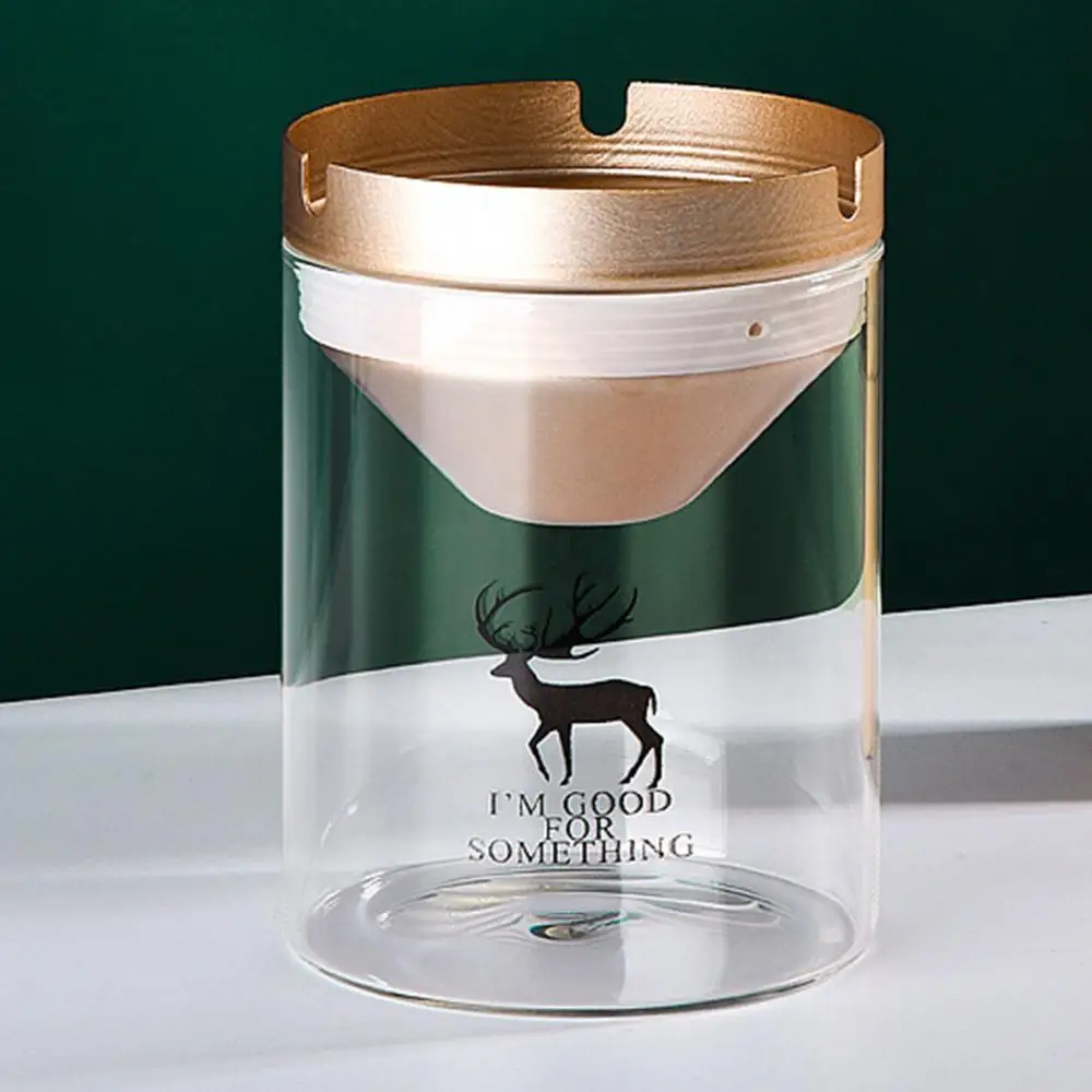 

with Lid Ash Holder Ashtray Cartoon Pattern Glass Home Living Room Smokeless Ash Holder