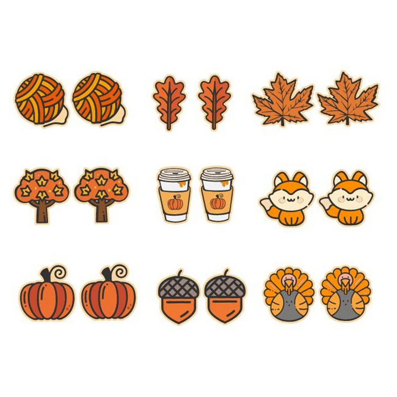 Wooden Autumn Turkey tree Thanksgiving Pine nuts Season Glowforge Spice Japanese Fall Maple Leaf Laser wood Pumpkins Earrings