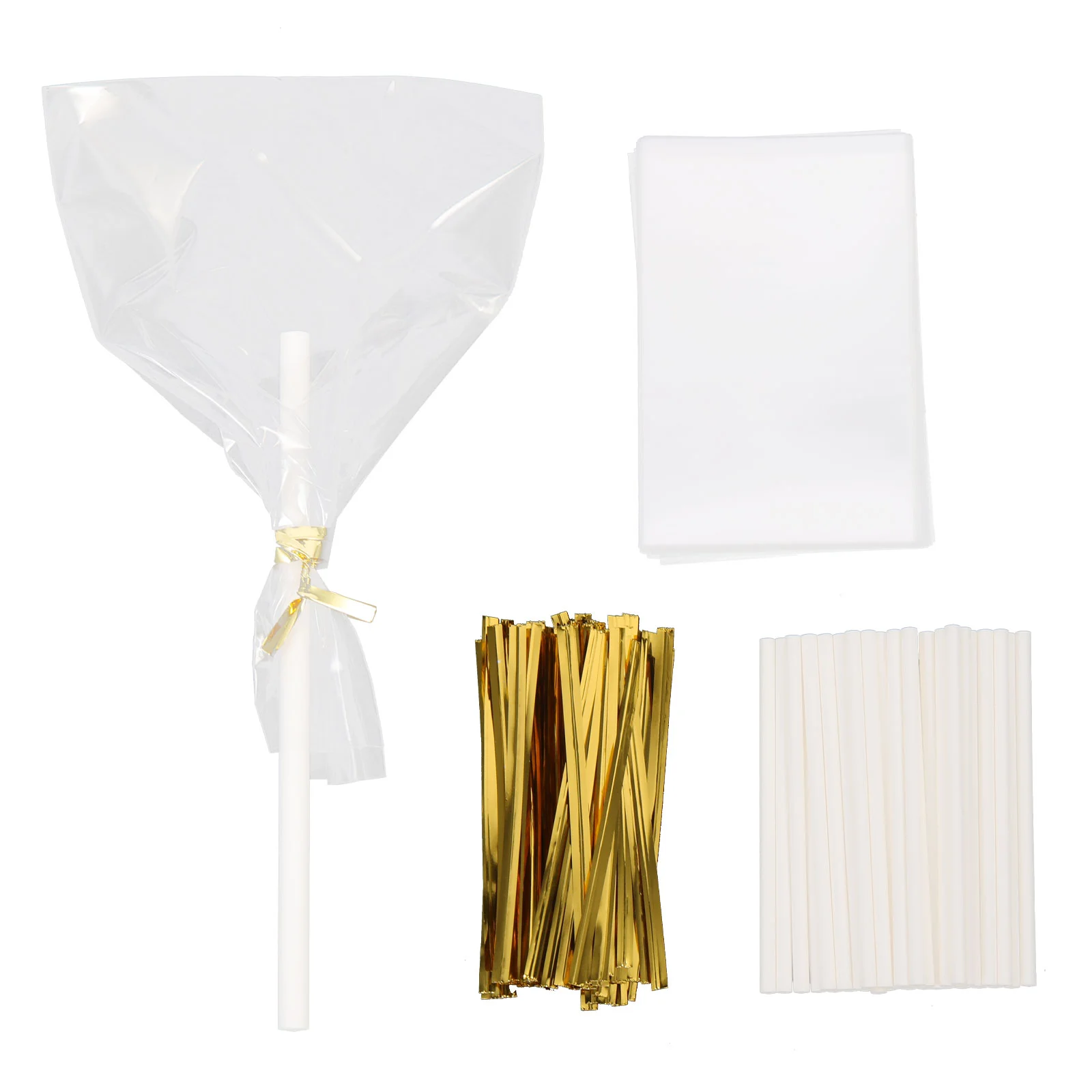 

Stickscandy Cakelollipop Treat Bagpouches Ties Wrapping Clear Supplies Makingcookie Set Chocolate Cello Flat Practical