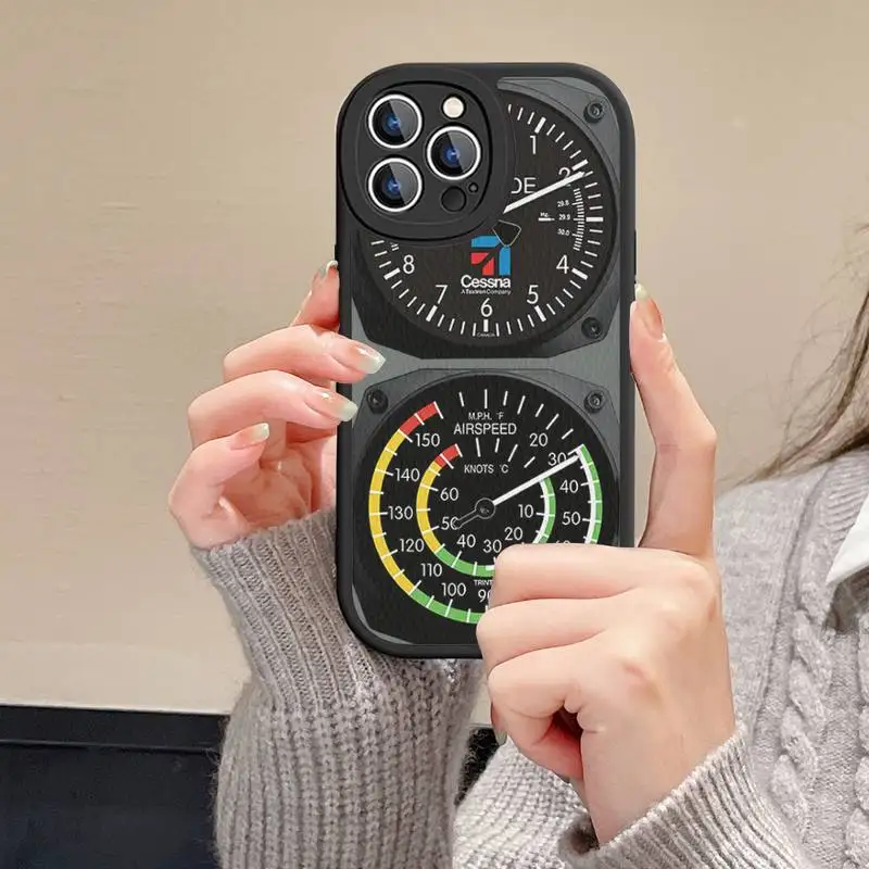 Aviation Aeroplane Helicopter Cockpit Instrument Phone Case Hard Leather For iPhone 14 13 12 Mini 11 14 Pro Max Xs X Xr 7 8 Plus