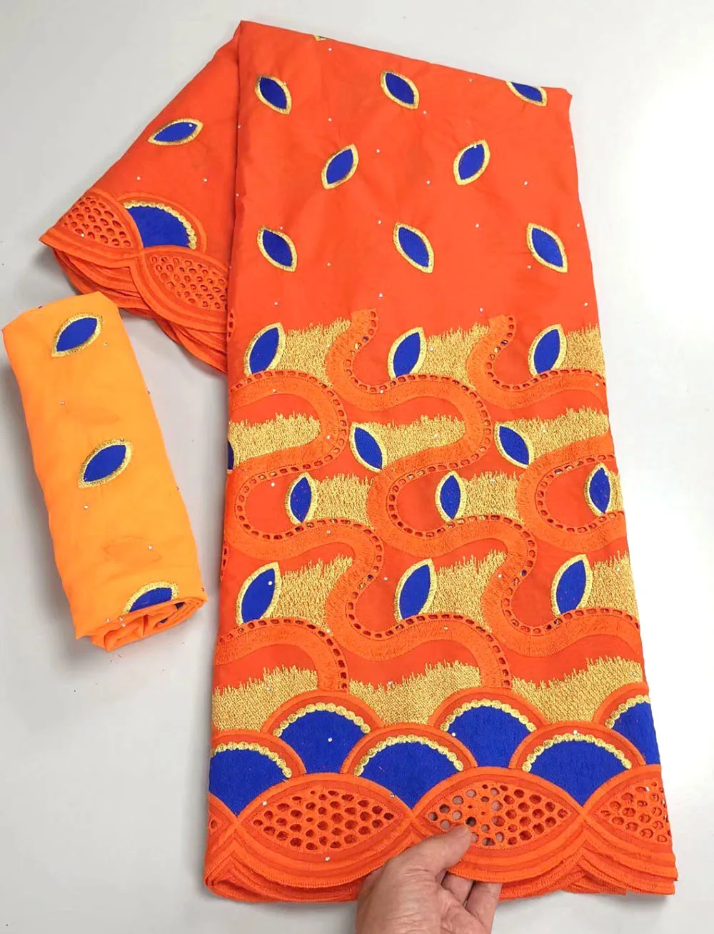 Швейцарская вуаль кружева в Швейцарии высокого качества оранжевая африканская