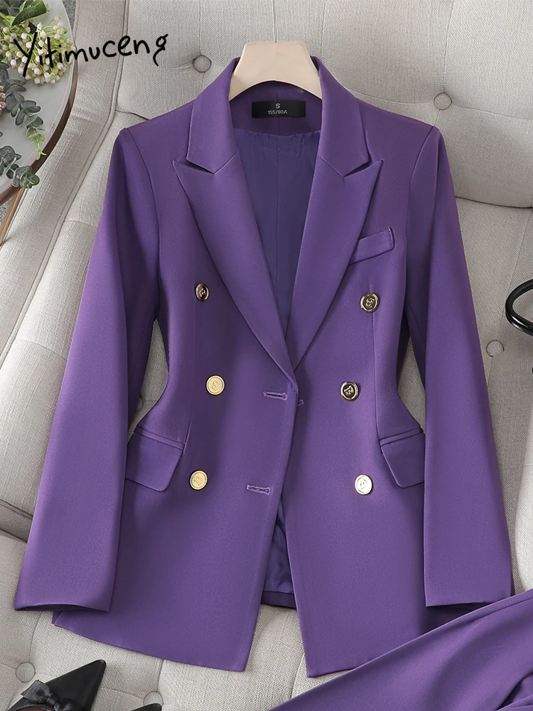 Yitimuceng 2023 элегантный однотонный официальный Блейзер куртка для женщин Осень Зима