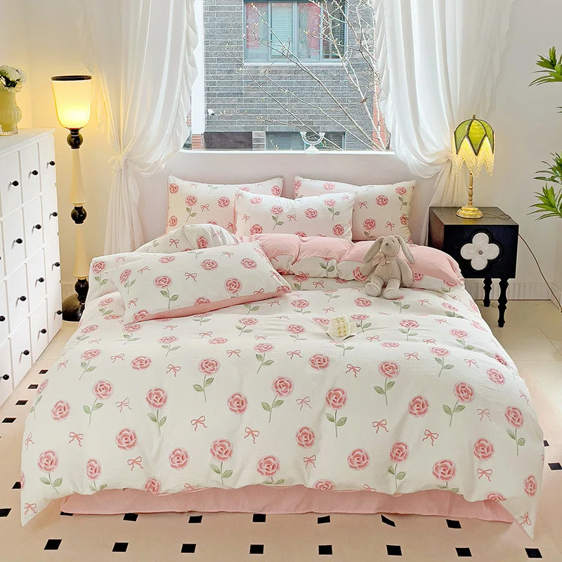 Жаккардовый хлопковый комплект Class a из четырех предметов пододеяльник промытой