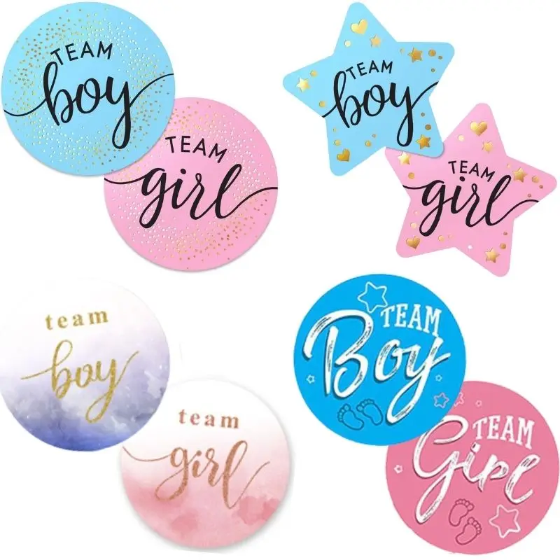 

60pcs Team Boy Team Girl Stickers Boy or Girl Sticker for Gender Reveal Gift Bag Sticker Party Decorations Baby Shower Supplies
